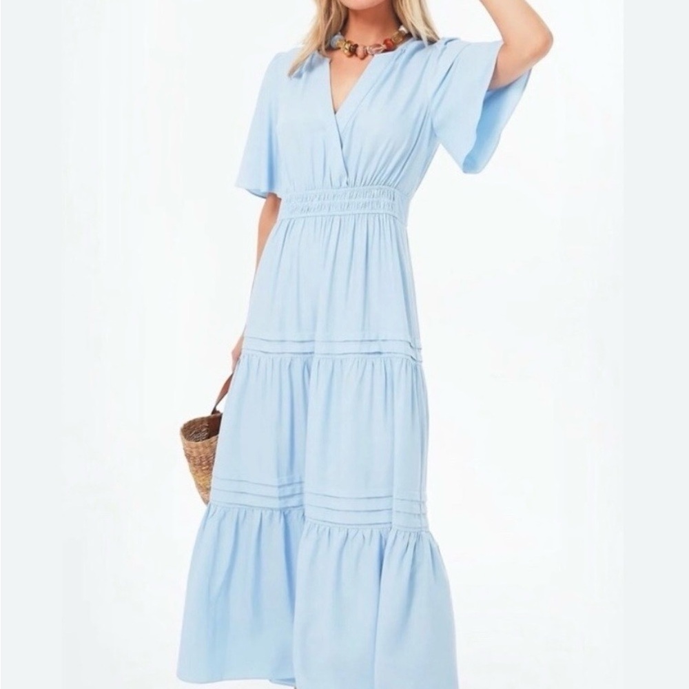 Tuckernuck Pomander Place Light Blue Tiered Maxi Dress - HEMMED